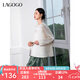lagogo新中式系列禪意盤(pán)扣襯衫女拉谷谷春秋新款斜門(mén)襟長(cháng)袖上衣 米白色(V2) M