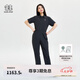 KOLON SPORT/可隆連體褲闊腿 女子戶外防潑水休閑露營運動拉鏈褲子 LKOP4MT576-BK 黑色 S 160/84A