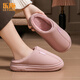 樂(lè )拖冬季家居家用軟底阻滑室內情侶防水PU皮厚底踩屎感棉拖鞋女