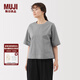 無(wú)印良品（MUJI）女式易干平紋五分袖罩衫短袖t恤上衣打底衫女款內搭女裝 BC2NQC5A 深藏青色格紋 M (160/84A)