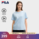 FILA 斐樂(lè )官方女子針織短袖衫2025夏新款涼感干爽純棉刺繡舒適T恤 琉璃草藍-LB L 170/88A/L