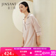 金三塔真絲睡衣女100%桑蠶絲簡(jiǎn)約外穿親膚襯衫式睡裙子 香妃色 XL