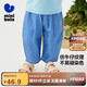 迷你巴拉長(zhǎng)褲夏季男女童寶寶棉感透氣仿牛仔寬松橄欖褲錐形褲