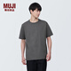 無(wú)印良品（MUJI）男式 水洗粗棉線圓領(lǐng)短袖T恤 男士打底衫純棉全棉 男裝 深灰色 AB1MFA4S S (165/84A)