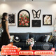 法式復古風(fēng)客廳裝飾畫(huà)奶油中古風(fēng)沙發(fā)背景墻掛畫(huà)蝴蝶玫瑰組合壁畫(huà) 玫瑰花語(yǔ) 中號尺寸 PVC百搭黑框+藝術(shù)精雕