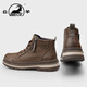 公羊馬丁靴男鞋冬季新款復古百搭高幫板鞋男厚底增高防滑真皮休閑皮鞋 卡其色 【標準皮鞋碼】 41 (255mm)