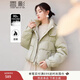 香影綠色休閑羽絨服女2025冬季新款白鴨絨連帽休閑面包服短款外套 綠色 S