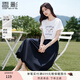 香影白色字母t恤女短袖2025夏裝新款童趣卡通圓領(lǐng)休閑風(fēng)寬松上衣 白色 M 160/84A/95-110斤