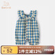 班喜迪嬰兒衣服夏季薄款嬰幼兒寶寶連體衣百天公主吊帶哈衣夏裝外出爬服 藍色 80cm