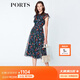 PORTS寶姿女裝優(yōu)雅紅花藍屋連衣裙 丈青印花 S (4)