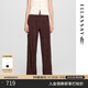 歌力思（ELLASSAY）【安心品質(zhì)】2025春夏新款簡(jiǎn)約多色捏褶顯瘦直筒闊腿休閑褲女 咖栗色 S