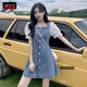 薇衣設春秋夏季百搭牛仔連衣裙2025流行新款女裝夏天氣質(zhì)修身小個(gè)子減齡 藍色 M ：95-105斤