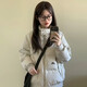 詩(shī)蒂淑羽絨棉服女學(xué)生小個(gè)子短款2025冬季新款純色免洗文靜優(yōu)雅棉襖外套 灰綠色 S 建議105斤以?xún)? title=
