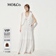 MO&Co.連衣裙2025夏新品度假風(fēng)A字吊帶裙法式長裙蛋糕裙MBE2DRST08本白色S /160