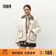 森馬（Semir）外套女冬仿兔毛拼接燈芯絨翻領(lǐng)寬松落肩上衣氣質(zhì)夾克107724108001
