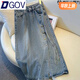 DGOV國風(fēng)新中式開(kāi)叉牛仔半身裙女夏季2025新款設計感高腰中長(cháng)款a字裙 藍色 S 【建議80-95斤】