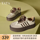 他她（TATA）烏梅子醬厚底德訓(xùn)鞋女鞋透氣新款休閑增高板鞋女W9B02AM5 米白/啡（單里） 36