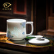 妙蓮天香 釉下彩手繪辦公杯陶瓷茶杯帶蓋鏤空工藝中式國風(fēng)家用白瓷泡茶杯 D85-64A 如意玲瓏杯-蝴蝶繡球 【禮盒裝】