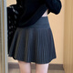 大碼胖mm復古灰色毛呢百褶半身裙女2025年新款高腰顯瘦a字短裙子 淺灰色 3XL 【建議160-180斤】