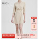 PRICH法式V領(lǐng)氣質(zhì)西裝式連衣裙通勤收腰不規(guī)則設(shè)計感中長裙女 35米色 L 170