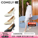 康莉（COMELY）羊皮高跟鞋女25年春季通勒尖頭職業(yè)細高跟鞋淺口單鞋 經(jīng)典黑 36 