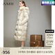 AMII七夕禮物冬季新款寬松炫酷科技感可拆卸帽繭型O型鴨絨長(cháng)款羽絨服 淺杏（72270108） 160/84A/M