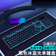 黑暗武士機械手感鍵盤(pán)鼠標合金面板游戲三角洲電腦臺式外設辦公高顏值游戲 【ABS】字透藍光-墨黑+鍵盤(pán)