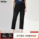 MsShe【冰氧吧涼感牛仔褲】大碼女裝2025夏裝顯瘦彈力七分小腳褲 牛仔黑色現貨 3XL