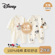 迪士尼（Disney）嬰兒衣服新生兒連體衣春秋季純棉滿(mǎn)月寶寶百天睡衣 牛仔2件 66cm