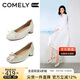 康莉（COMELY）商場(chǎng)同款羊皮單鞋女25年春新款時(shí)尚軟底舒適低跟媽媽鞋 淺金  35 