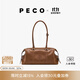 PECO小丑保齡球包植鞣皮油蠟長(cháng)柄法棍腋下手提通勤單肩波士頓女包禮物 中號琥珀色頭層半樹(shù)膏小?，F貨