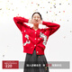 LILY春新款女裝綿羊毛通勤款顯瘦時(shí)尚紅色針織開衫v領(lǐng)毛衣女 103大紅 S