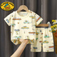 G.duck兒童夏季套裝純棉寶寶短袖T恤薄款夏裝0-1-3-5歲男孩女童嬰兒衣服 短套-黃鱷魚(yú) 90 cm