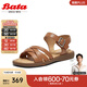 Bata時(shí)裝涼鞋女2025夏商場(chǎng)新款羊皮舒適軟底一字帶涼鞋AYJ07BL5七夕 棕色 37