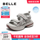 百麗（Belle）輕便魔術(shù)貼老爹涼鞋女商場(chǎng)款拼色厚底鞋D6Q1DBL5 灰色/紅 37 (235mm)
