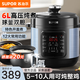 蘇泊爾電壓力鍋6升大容量球釜雙膽多功能全自動(dòng)電高壓鍋電飯煲5-8-10個(gè)人家用智能電飯鍋24H預約煲湯鍋 【雙球釜內膽 高壓快煮】 6L