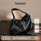 半坡飾族（bampo）女包包新款福瑞方方包頭層牛皮大容量輕奢單肩斜挎包禮物女友 墨碳黑【葫蘆專(zhuān)屬五金】