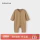 babylove嬰幼兒連體衣秋款寶寶哈衣長(cháng)袖爬服家居服新生兒秋季衣服醋酸羊絨 沉香棕 73cm