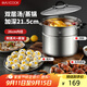 美廚（maxcook）湯鍋304不銹鋼 復底高湯鍋二層蒸鍋26cm 電磁爐通用帶蒸架MCZ3232