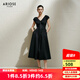 艾諾絲雅詩(shī)【商場(chǎng)同款】2025夏季新品抽褶收腰氣質(zhì)連衣裙高腰小黑裙40519019 黑色 L