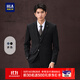 海瀾之家（HLA）西服套裝男輕商務(wù)經(jīng)典平駁領(lǐng)套西男秋季 黑色格紋15（西服+馬甲+西褲） 175/92A 48A推薦126~140斤