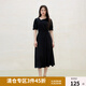 獨(dú)束大碼女裝氣質(zhì)收腰顯瘦黑色抽褶連衣裙赫本風(fēng)2025夏裝新款長裙 靜謐黑（梨型） 2XL （尺碼：4）