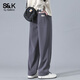 班尼路（Baleno）S&K系列新款美式寬松垂感運動(dòng)褲男款秋冬季加絨闊腿休閑褲子男 9209灰色 XL  130斤至150斤可穿