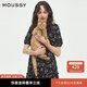 moussy 2025新品法式少女方領(lǐng)泡泡袖碎花連衣裙028ISA33-3301 025花紋黑色 M