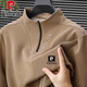 皮爾卡丹100%純棉立領(lǐng)長(cháng)袖t恤男高檔春秋款時(shí)尚半拉鏈衛衣休閑運動(dòng)上衣 P鉆標立領(lǐng)-駝色 【休閑半拉鏈】 2XL 180 建議140-160斤