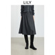LILY2025冬新款女裝格雷系橡筋腰休閑氣質(zhì)通勤加厚灰色半身裙傘裙 501灰色 L
