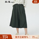 斯琴2022春季新品女亞麻混紡綠色薄款闊腿裙褲七分褲 BBCK00804 綠色 XL