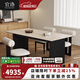 宜洛巖板餐桌椅組合 現(xiàn)代簡(jiǎn)約小戶(hù)型餐廳家用長(zhǎng)方形吃飯桌子 羅馬洞石1.6m*0.8+4餐椅