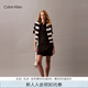 Calvin KleinJeans25春夏女士氣質(zhì)休閑通勤ck羅紋顯瘦針織POLO連衣裙47B211G UB1-太空黑 S