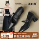 ZHR瑪麗珍女鞋尖頭夏季單鞋女淺口粗跟一字帶鞋子女 BL379F 黑色  37